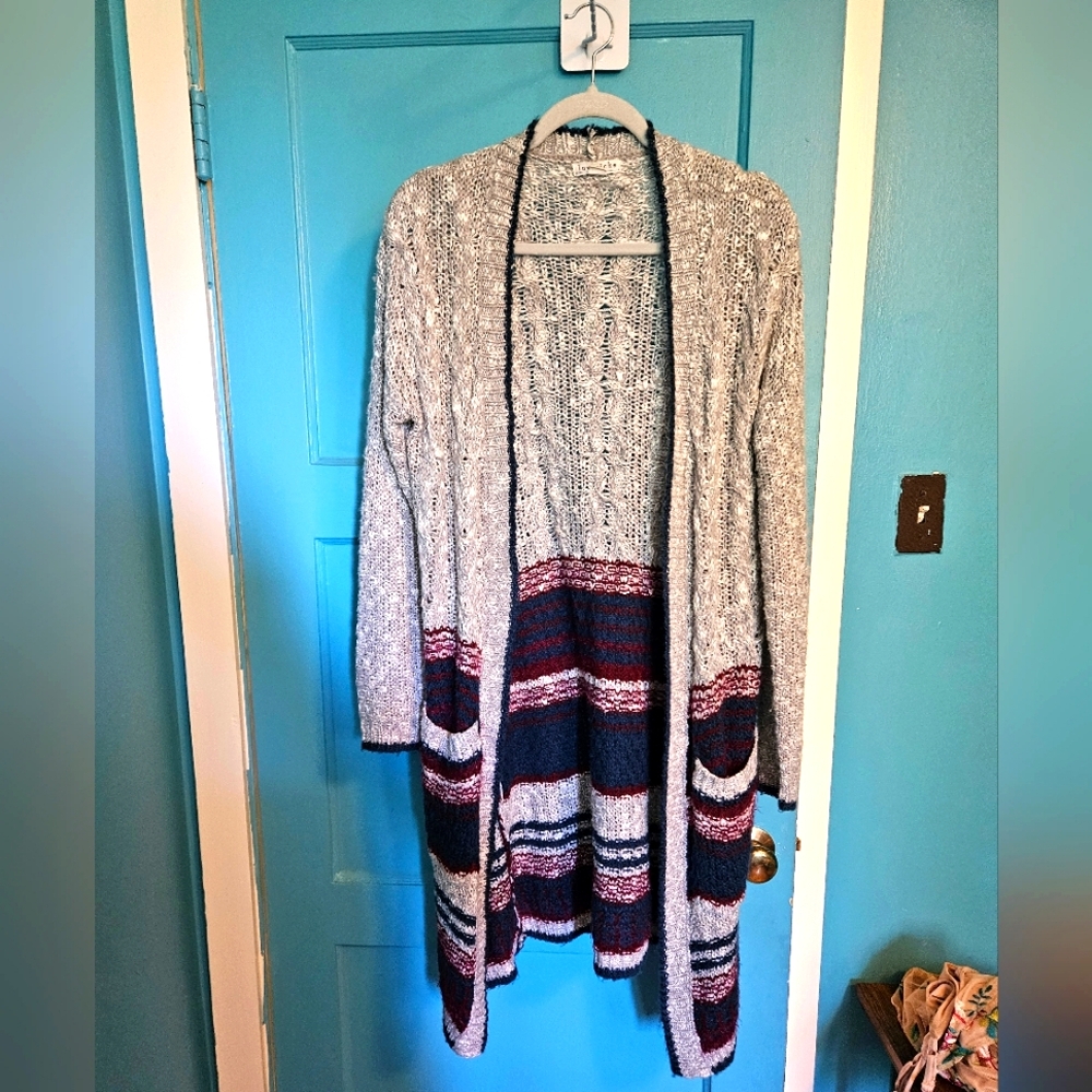Loveriche Duster length striped Cardigan. Size L